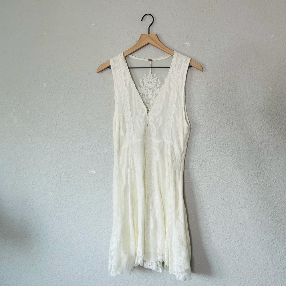 Free People Cream Lace Mini Dress